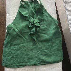 Emerald Green Ruffled Sleeveless Tank Top